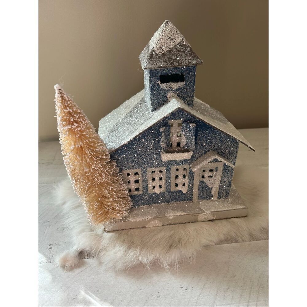 Vintage Christmas House 9.5” tall